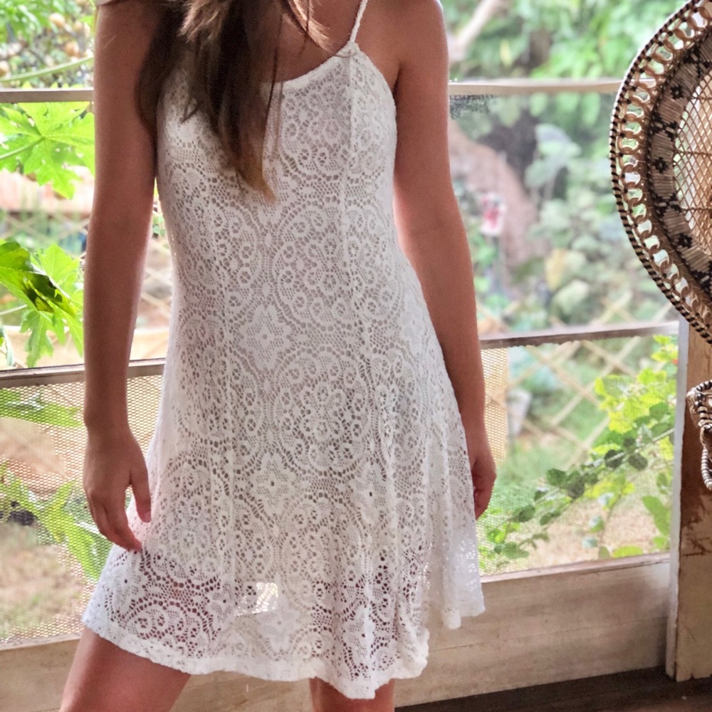 Boho White Lace Dress (S)